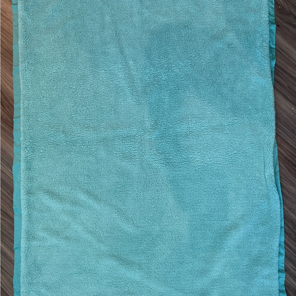 West Elm Light Teal and White Baby Blanket